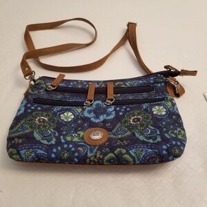 Stone Mountain Blue Paisley crossbody purse with adjustable straps 10x6.5x2.25